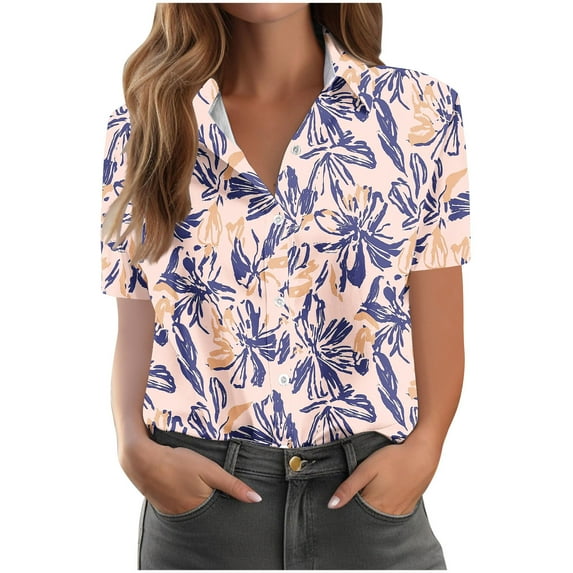 WCMZJ Hawaiian Shirts for Women Summer Beach Shirt Tropical Shirts Womens Hawaii Button Down Short Sleeve Blouses Button Up Tops Pink XXXXL