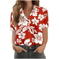 thumbnail image 1 of WCMZJ Hawaiian Shirts for Women Summer Beach Shirt Tropical Shirts Womens Hawaii Button Down Short Sleeve Blouses Button Up Tops Red XL, 1 of 6