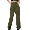 thumbnail image 1 of WCMZJ High Waist Jeans for Women with Pockets Baggy Patchwork Pants Straight Wide Leg Casual Trendy Denim Trousers Y2K Pants Army Green L, 1 of 7
