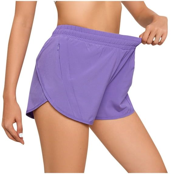 WCMZJ High Waisted Athletic Running Shorts for Women Dolphin Shorts High Split Quick Dry Gym Workout Shorts with Zipper Pocket