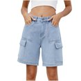 thumbnail image 1 of WCMZJ Knee Length Cargo Shorts for Women Baggy Bermuda Demin Shorts Relaxed Fit Casual Summer Cargo Jeans Shorts with 6 Pockets, 1 of 7
