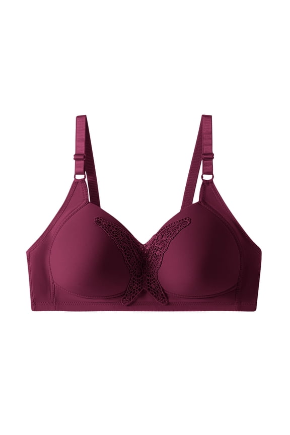 Lace Bra for Womens Plus Size Wireless Comfort Brassiere Sexy Bras Light Padded Lingerie