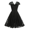 thumbnail image 1 of WCMZJ Lace Cocktail Dresses Tea Length Prom Party Dress for Teens Women Cap Sleeve Formal Bridesmaid Wedding Guest Dress Black XXL, 1 of 4
