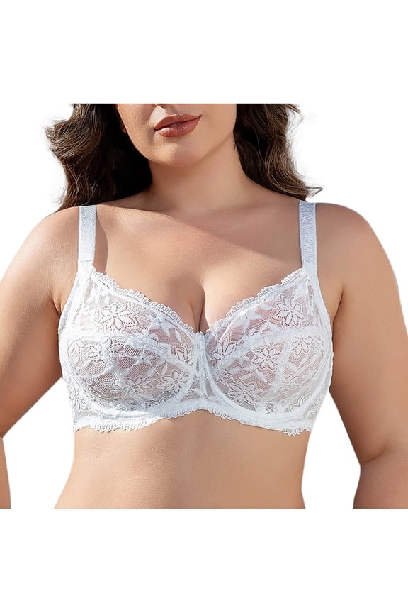 Minimizer Bra for Women Plus Size Bra with Underwire Woman's Full Coverage Lace Bra Unlined Non Padded Bra