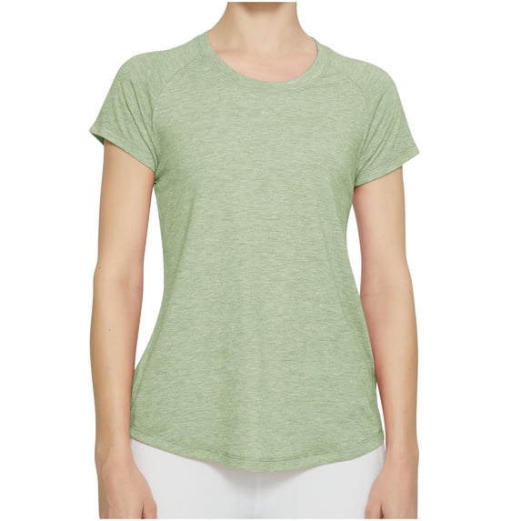WCMZJ Open Back Workout Top for Women Crew Neck Relaxed-Fit Lightweight Yoga T Shirts Activewear Exercise Tops Green M