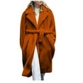 thumbnail image 1 of WCMZJ Plus Size Fur Coats for Women Winter Maxi Fluffy Faux Fur Overcoat Warm Long Parka Jacket Lapel Collar Coat Pocket Outwear with Belt Coffee 3XL, 1 of 6
