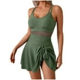 thumbnail image 1 of WCMZJ Plus Size Swimsuit for Women Swim Dress One Piece Tummy Control Bathing Suit Tie Knot Swim Suits 2025 Army Green 2XL, 1 of 6