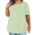 thumbnail image 1 of WCMZJ Plus Size Tops for Women Summer Short Sleeve Shirts Crew Neck Cute Eyelet Tees Tops Green L, 1 of 5