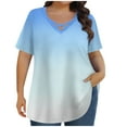 thumbnail image 1 of WCMZJ Plus Size Tops for Women Summer Trendy Criss Cross V Neck Shirts Print Oversized Casual Loose Fit Tunic Tops Sky Blue XL, 1 of 6