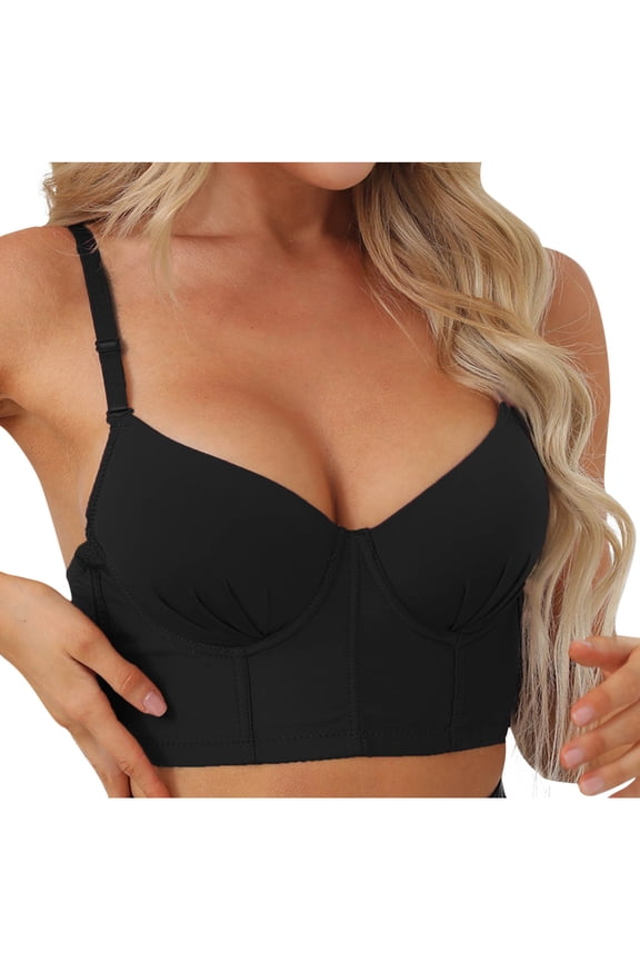 Push Up Bras for Women Corset Top Bustier Padded Underwire Bra Full Coverage Hide Back Fat Bralette Add One Cup