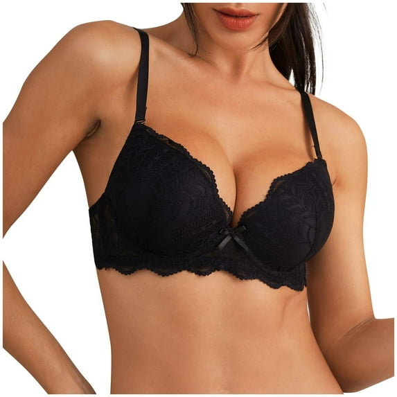 WCMZJ Push Up Bras for Women Plus Size Sexy Lace Cleavage Extra Padded Plunge Bra Underwire Everyday Underwear