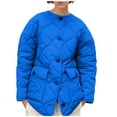 thumbnail image 1 of WCMZJ Quilted Lightweight Jackets for Women Winter 2024 Fashion Long Sleeve Button Down Jacket Casual Outerwear with Pocket Blue L, 1 of 5
