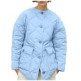 thumbnail image 1 of WCMZJ Quilted Lightweight Jackets for Women Winter 2024 Fashion Long Sleeve Button Down Jacket Casual Outerwear with Pocket Light Blue S, 1 of 5