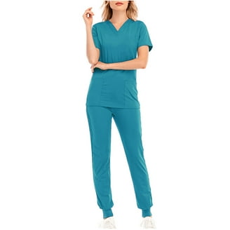Adar Addition Scrub Set For Women - V-Neck Scrub Top &amp; Skinny