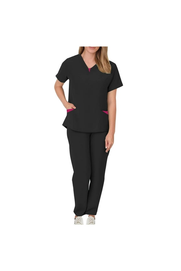 Scrubs for Women Set Medical Scrubs Top and Drawstring Pants Soft Nursing Uniform Scrubs Set Solid Stretch Workwear