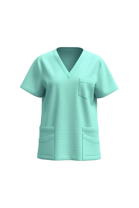 Scrubs for Women Short Sleeve V Neck Top with 3 Pocket Nursing Working Uniform T-Shirts Casual Caregiver Top Mint Green 2XL