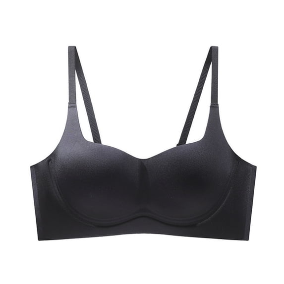 WCMZJ Seamless Bras Full Coverage Wireless Push Up Bra for Women No Underwire Comfort V Neck Bralettes with Support Black M