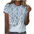 thumbnail image 1 of WCMZJ Summer Tops for Women 2025 Cute Floral Graphic Tee Shirt Dressy Round Neck Short Sleeve Tunic Pullover Petite Ladies Blouses Blue S, 1 of 4