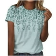 thumbnail image 1 of WCMZJ Summer Tops for Women 2025 Cute Floral Graphic Tee Shirt Dressy Round Neck Short Sleeve Tunic Pullover Petite Ladies Blouses Green XXL, 1 of 4
