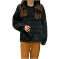thumbnail image 1 of WCMZJ Sweatshirt for Women Quilted Pattern Long Sleeve Warm Pullover Crewneck Loose Fit Casual 2024 Fall Winter Tops Black L, 1 of 5