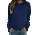thumbnail image 1 of WCMZJ Sweatshirts for Women Casual Cute Crew Neck Long Sleeve Shirts Relax Fit Plain Jogging Dopamine Color Pullover Tops Dark Blue S, 1 of 5