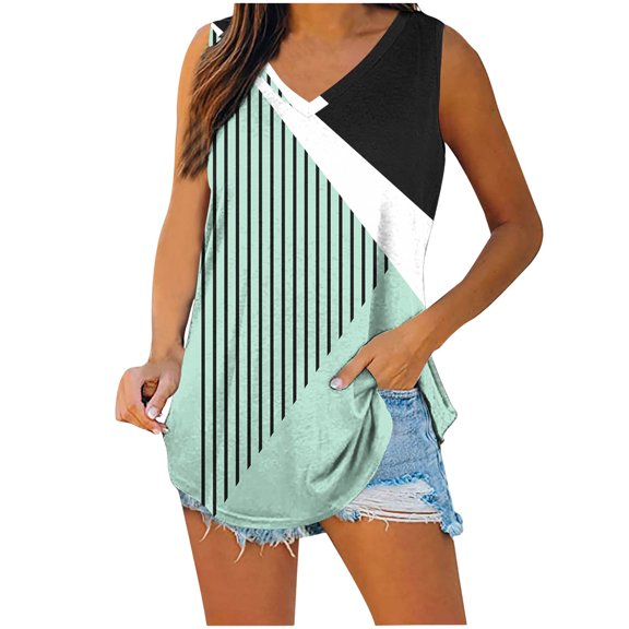 WCMZJ Tank Top for Women V Neck Basic Solid Color Casual Flowy Summer Side Split Sleeveless Tank Tops Mint Green XL