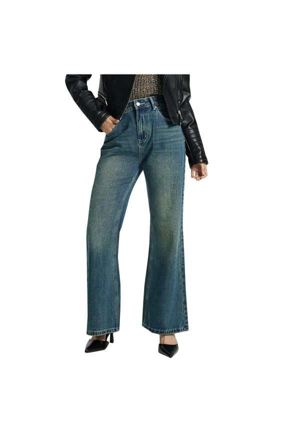 Wide Leg Baggy Jeans for Women Y2k Pockets High Waisted Streetwear Loose Denim Jeans Aesthetic Vintage Pants Light Blue S