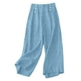thumbnail image 1 of WCMZJ Wide Leg Trousers Pants for Women Elastic Waisted in The Back Business Work Button Long Casual Palazzo Pants Light Blue S, 1 of 1
