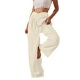 thumbnail image 1 of WCMZJ Wide Leg Yoga Pants for Womens V Crossover Athletic Pant Summer Palazzo Baggy Lounge Pants Casual Loose High Waisted Workout Trousers Beige XL, 1 of 7