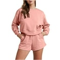 thumbnail image 1 of WCMZJ Women 2 Piece Outfits Sweat Shorts Sets 2024 Long Sleeve Casual Lounge Matching Set Sweatsuit Tracksuit Clothes with Pockets Pink S, 1 of 9