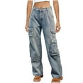 thumbnail image 1 of WCMZJ Women Baggy Wide Leg Jeans High Waist Boyfriend Jeans Casual Loose Trousers Y2k Streetwear Pants for Women. Light Blue L, 1 of 7