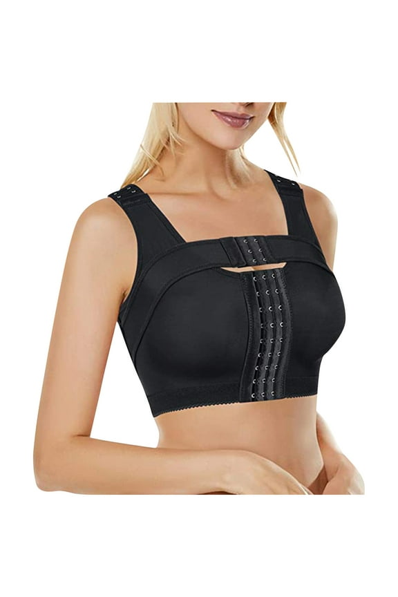 Women Front Closure Post Surgery Compression Everyday Bras for Mastectomy Support with Adjustable Straps Wirefree