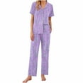 thumbnail image 1 of WCMZJ Women Pajamas Satin Pajama Set Floral Silk 2 Piece Lounge Sets Button Down Short Sleeve Shirts Wide Leg Pants Cute Pjs, 1 of 6