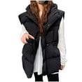 thumbnail image 1 of WCMZJ Women Puffer Vest Sleeveless Winter Zip Up Outerwear Warm Stand Collar Jacket Padded Gilet with Pockets Black XXL, 1 of 7