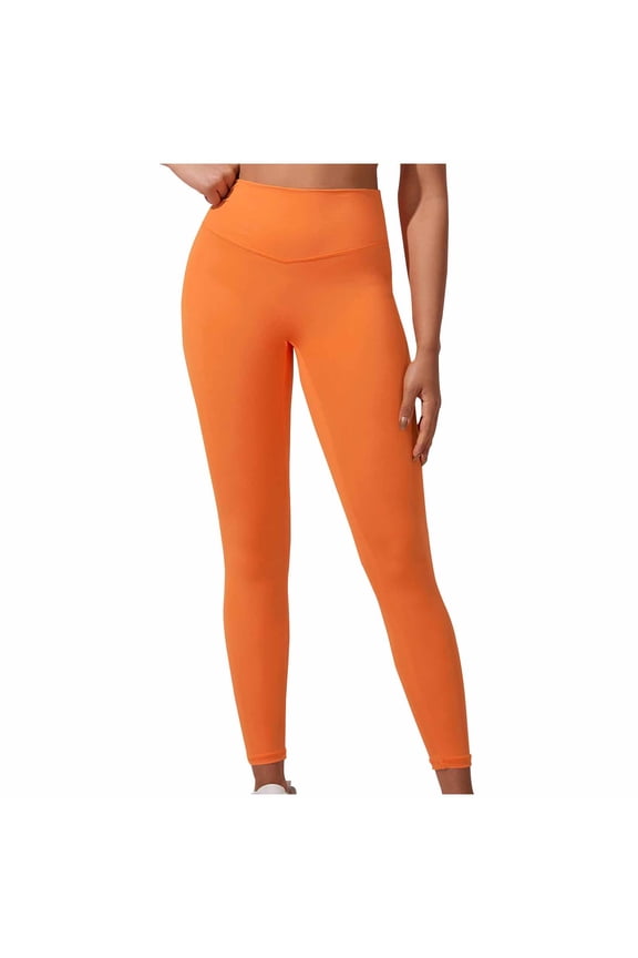 Women Scrunch Butt Lifting Leggings Seamless High Waisted Tummy Control Cycling Workout Yoga Pants Orange XS