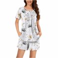 thumbnail image 1 of WCMZJ Women Short Sleeve Pajama Set 2 Piece Lounge Summer Floral Sleepwear Set Ruffle Henley Neck with Pockets Ladies Pjs Set, 1 of 5