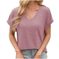thumbnail image 1 of WCMZJ Women Tops Summer Sweaters Short Sleeve V Neck Shirts 2025 Spring Fashion Dressy Casual Business Tunic Blouses Pink S, 1 of 9