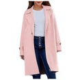 thumbnail image 1 of WCMZJ Women Winter Fall Single Breasted Pea Coat Bussiness Work Trend Coat Overcoat Long Sleeve Lapel Jacket Outerwear Pink M, 1 of 5