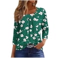 thumbnail image 1 of WCMZJ Women's 3/4 Sleeve Casual Tunics Tops 2025 Summer Loose Shirts Floral Print Square Neck Blouse Green M, 1 of 5