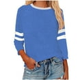 thumbnail image 1 of WCMZJ Women's 3/4 Sleeve Crew Neck Henley Color Block Tshirts Summer Baseball Tunic Tops Fall Casual Loose Boyfriend Blouse Blue S, 1 of 5