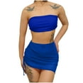 thumbnail image 1 of WCMZJ Women's 3 Piece Bathing Suits Tube Top and Bikini Bottoms Bikini Set with Cover Up Skirts Blue M, 1 of 6