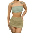 thumbnail image 1 of WCMZJ Women's 3 Piece Bathing Suits Tube Top and Bikini Bottoms Bikini Set with Cover Up Skirts Mint Green M, 1 of 5