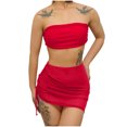 thumbnail image 1 of WCMZJ Women's 3 Piece Bathing Suits Tube Top and Bikini Bottoms Bikini Set with Cover Up Skirts Red S, 1 of 6