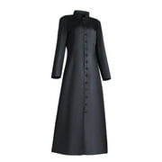 chinese dress ladies Zapaka Women Glitter Black Long Choir Dress with Slit A-Line Long Sleeves V-Neck Evening Dress, Black / XL main image 0