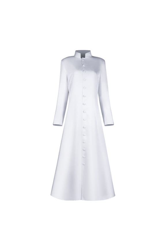 Women's Cassock Robe Church Robe Choir Minister Clergy Pulpit Liturgical Button Down Solid Color Long Coats White L