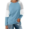 thumbnail image 1 of WCMZJ Women's Color Block Tunic Tops Casual Long Sleeve Shirts Round Neck Pullover Fall Trendy Clothes Light Blue XL, 1 of 9