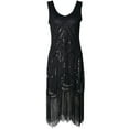 thumbnail image 1 of WCMZJ Women's Flapper Dress Vintage Sequin Fringe Tank Dress Scoop Neck 1920s Gatsby Beaded Prom Dress Retro Party Cocktail Gown Black S, 1 of 2