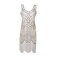 thumbnail image 1 of WCMZJ Women's Flapper Dress Vintage Sequin Fringe Tank Dress Scoop Neck 1920s Gatsby Beaded Prom Dress Retro Party Cocktail Gown White 4XL, 1 of 2