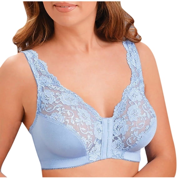 WCMZJ Women's Front Closure Bras Posture Correction Bra No Underwire Plus Size Full Coverage Lace Everyday Bralette