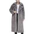 thumbnail image 1 of WCMZJ Women's Fuzzy Fleece Winter Jacket Faux Fur Lapel Coat Mid Length Sherpa Teddy Coat Warm Winter Trendy Clothes Gray XXL, 1 of 6